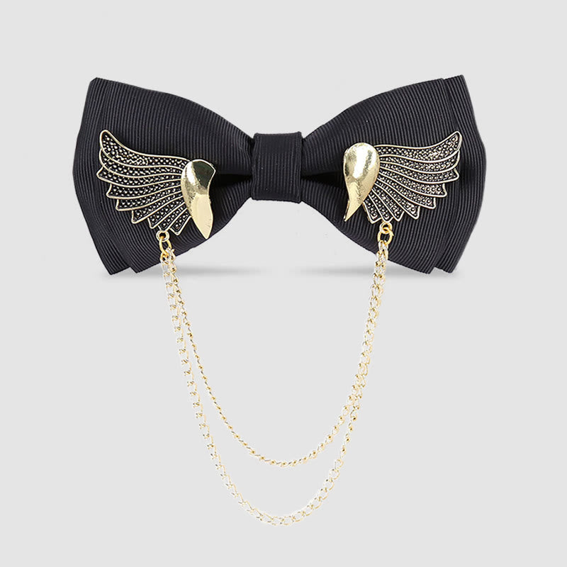 Herren-Fliege mit goldener Flügelkette - Schwarz - image 2