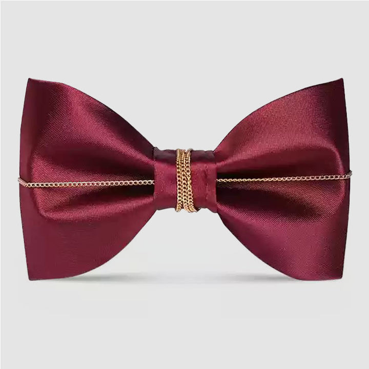 Burgunderrote Fliege mit Metallblättern für Herren - Stil #4 - image 11