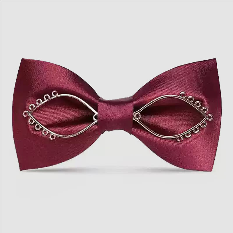 Burgunderrote Fliege mit Metallblättern für Herren - Stil #3 - image 10