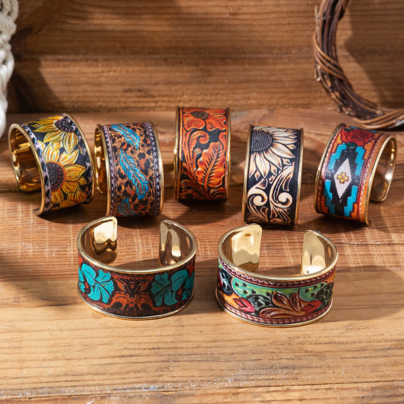 Vintage Vintage Buntes Sonnenblumenblüten-Öffnungsarmband - image 0