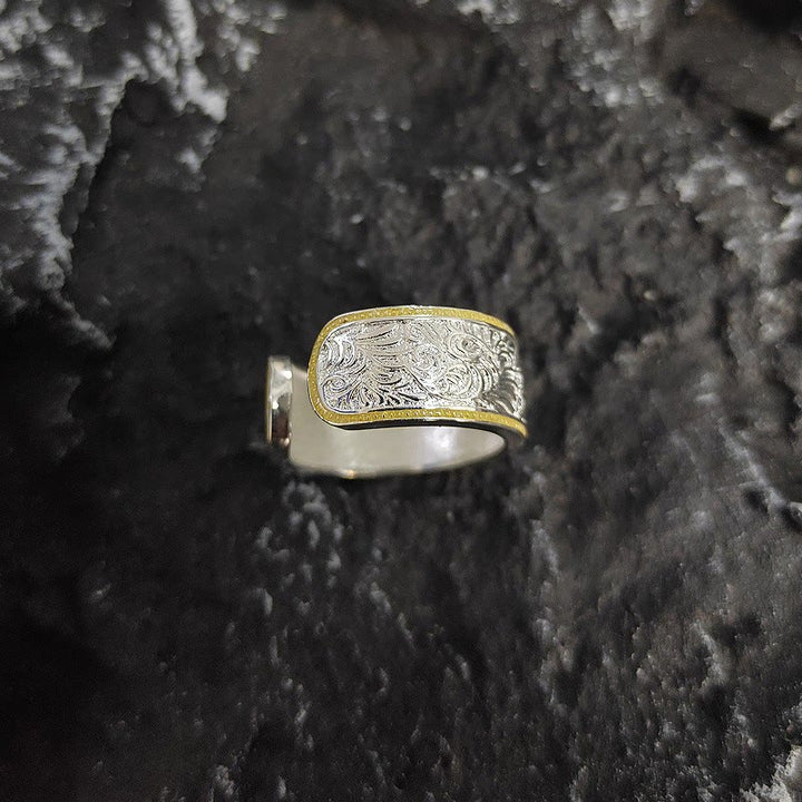 Verstellbarer Ring mit Grasmuster in Gold und Silber - image 2