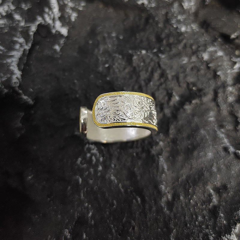 Verstellbarer Ring mit Grasmuster in Gold und Silber - image 2