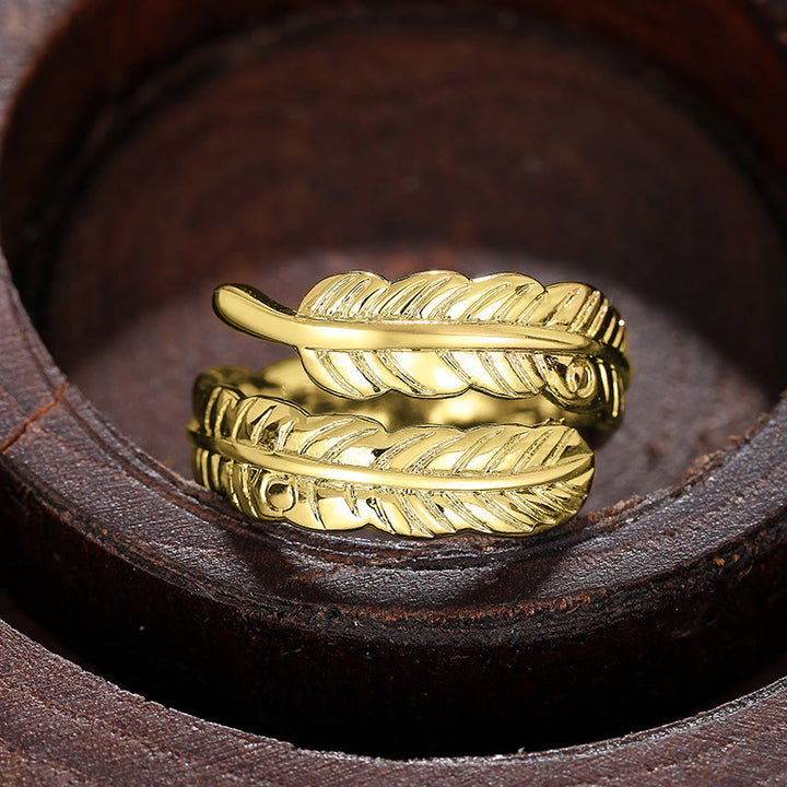 Verstellbarer Vintage-Bananenblattring in massivem Kupfer - Golden - Einstellbar - image 7