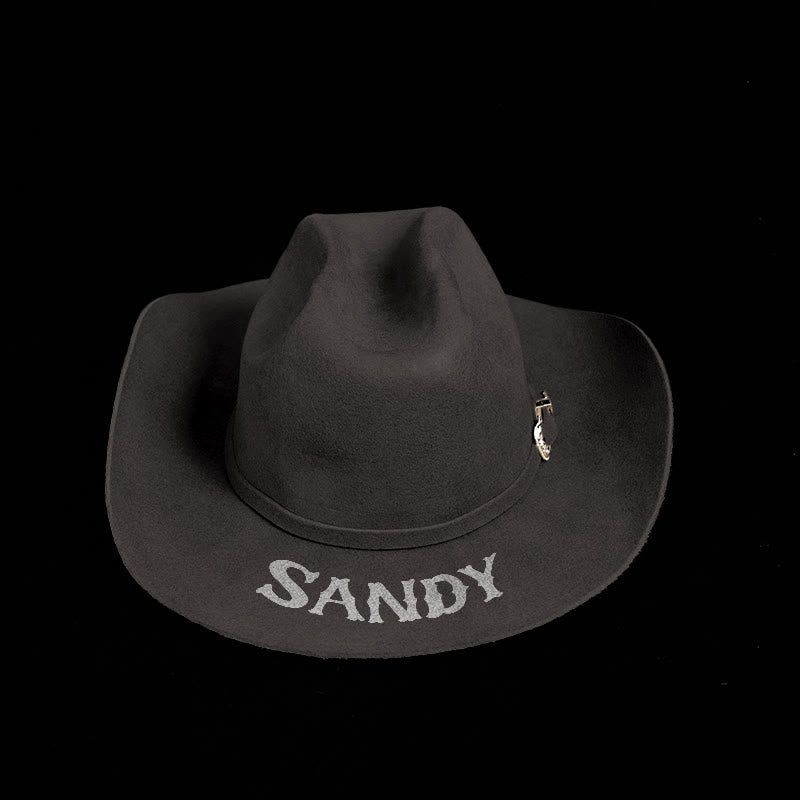 Anpassbarer Text Einfarbiger Cowboyhut mit Gürtel - image 11