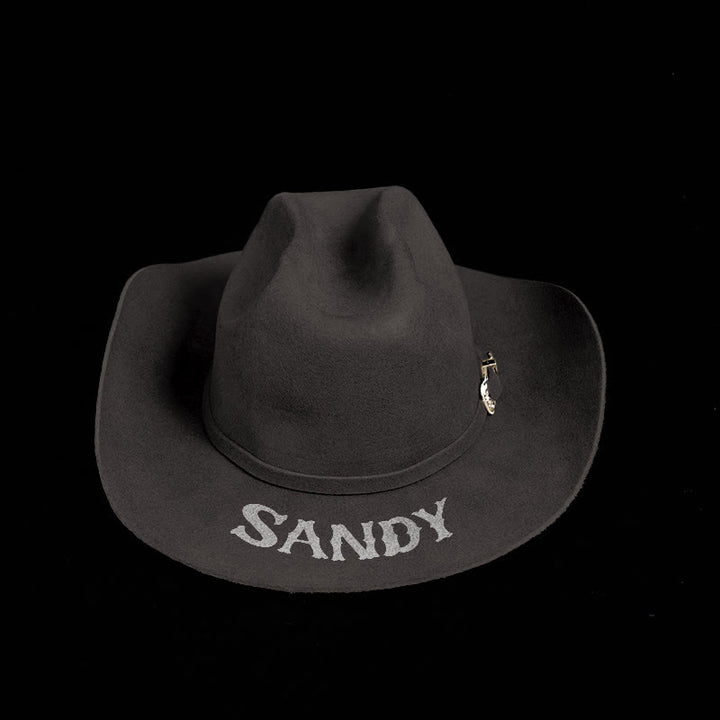 Anpassbarer Text Einfarbiger Cowboyhut mit Gürtel - image 11
