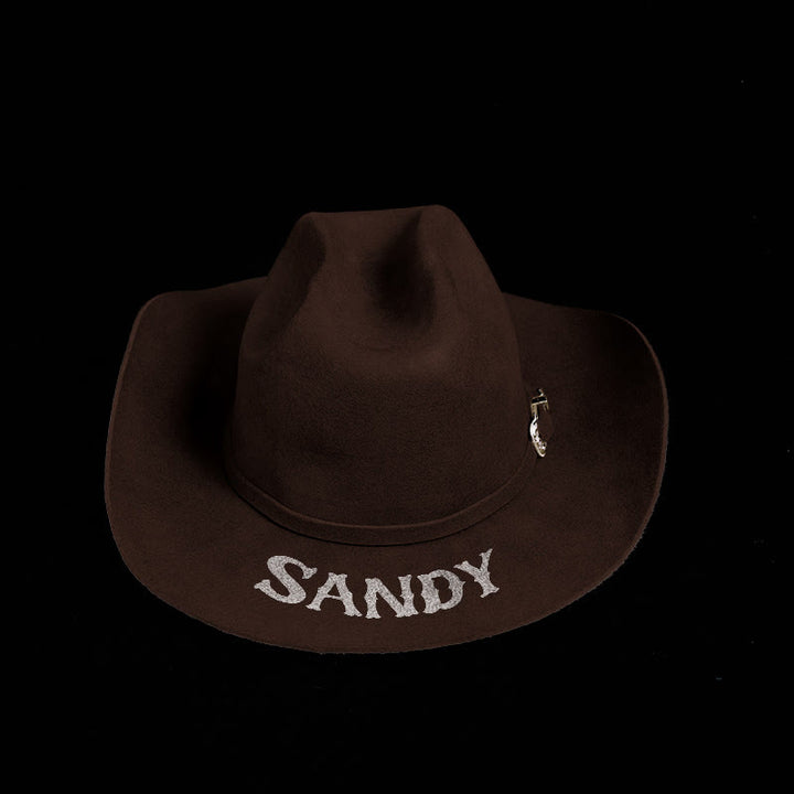 Anpassbarer Text Einfarbiger Cowboyhut mit Gürtel - image 9