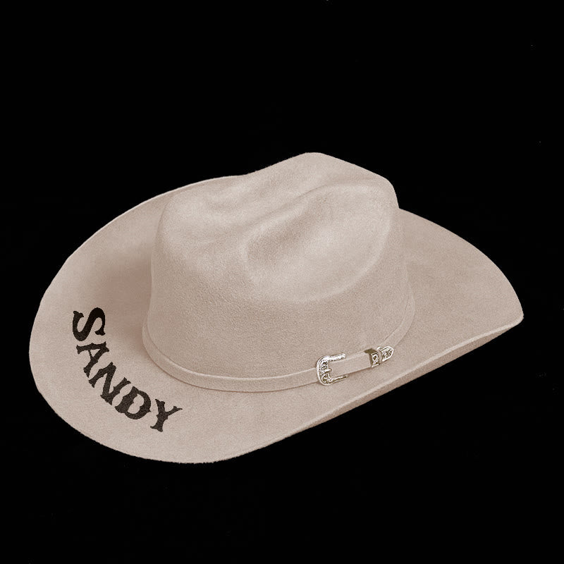Anpassbarer Text Einfarbiger Cowboyhut mit Gürtel - image 1