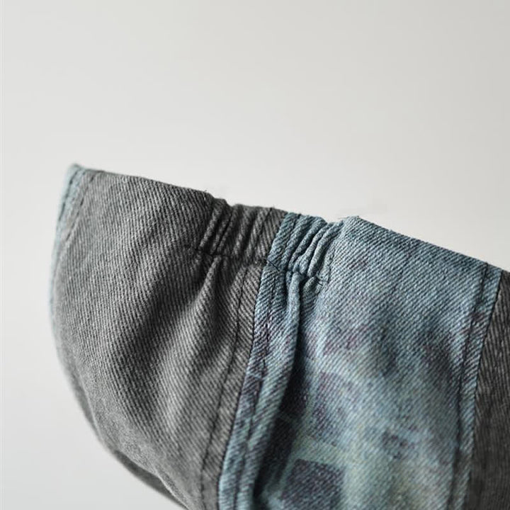 Achteckige Baskenmütze im Retro-Denim-Farbblockdesign - image 7