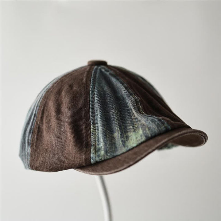 Achteckige Baskenmütze im Retro-Denim-Farbblockdesign - image 4
