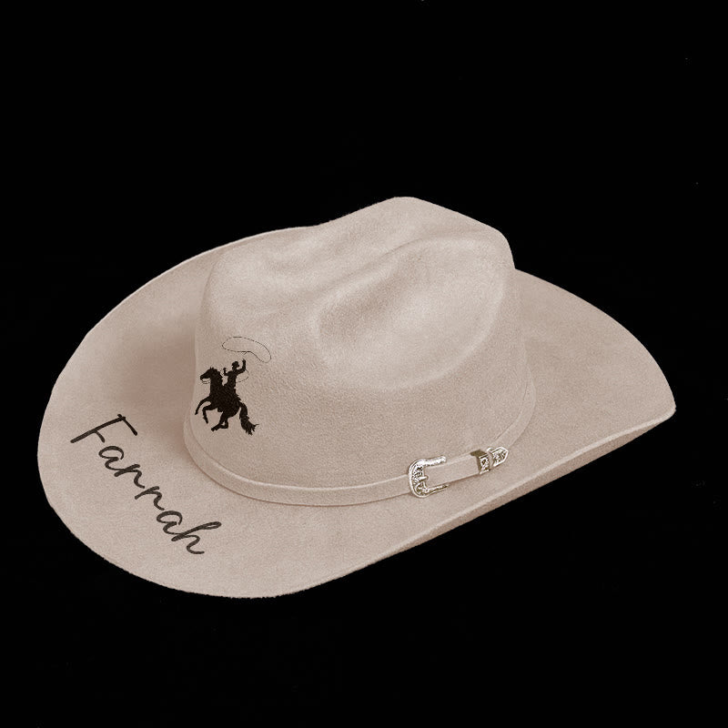 Anpassbare Pferd Reiten Muster Text Cowboy Hut mit Gürtel - image 1