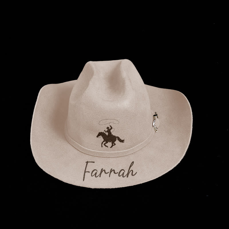 Anpassbare Pferd Reiten Muster Text Cowboy Hut mit Gürtel - image 0