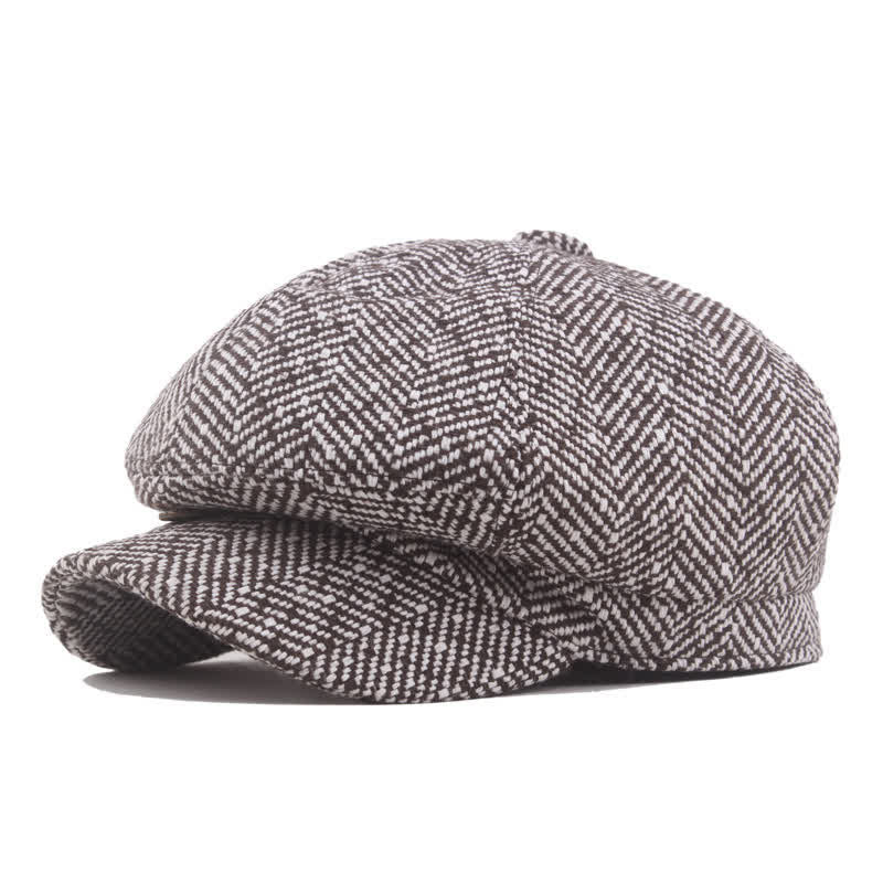 Stilvolle achteckige Baskenmütze aus Baumwolle mit Twill-Muster - Kaffee - L (23 1/4"-23 5/8") - image 2