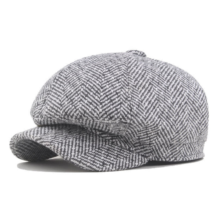 Stilvolle achteckige Baskenmütze aus Baumwolle mit Twill-Muster - Hellgrau - L (23 1/4"-23 5/8") - image 1
