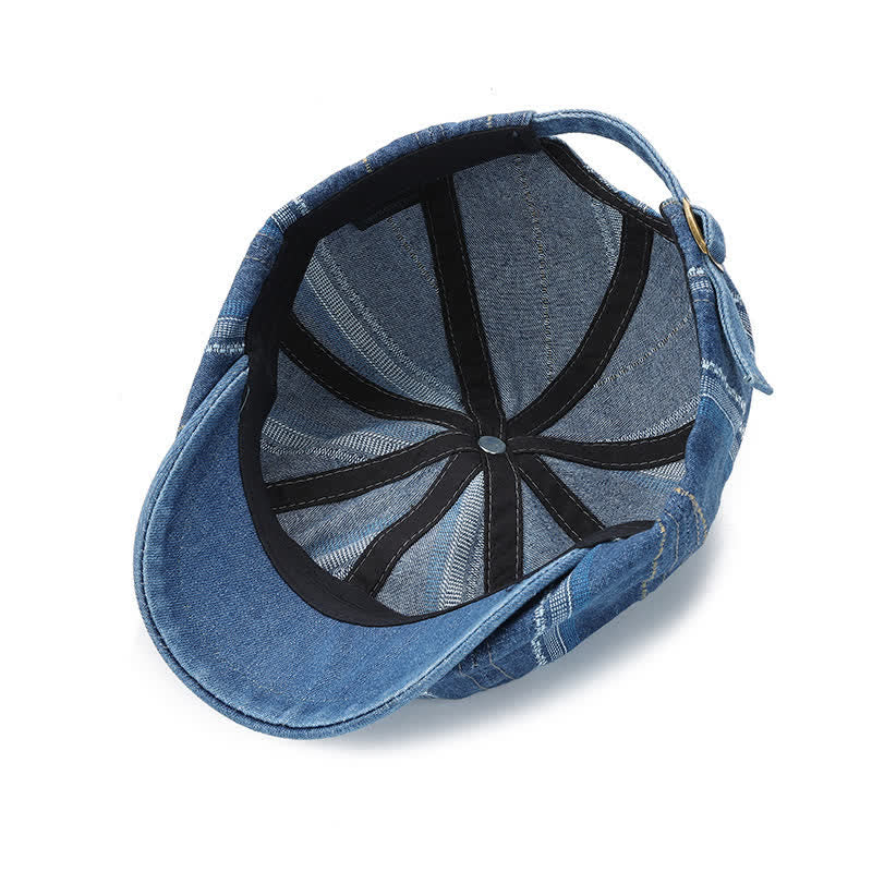 Achteckige Baskenmütze aus Denim mit gestreifter Ballonmütze - image 6