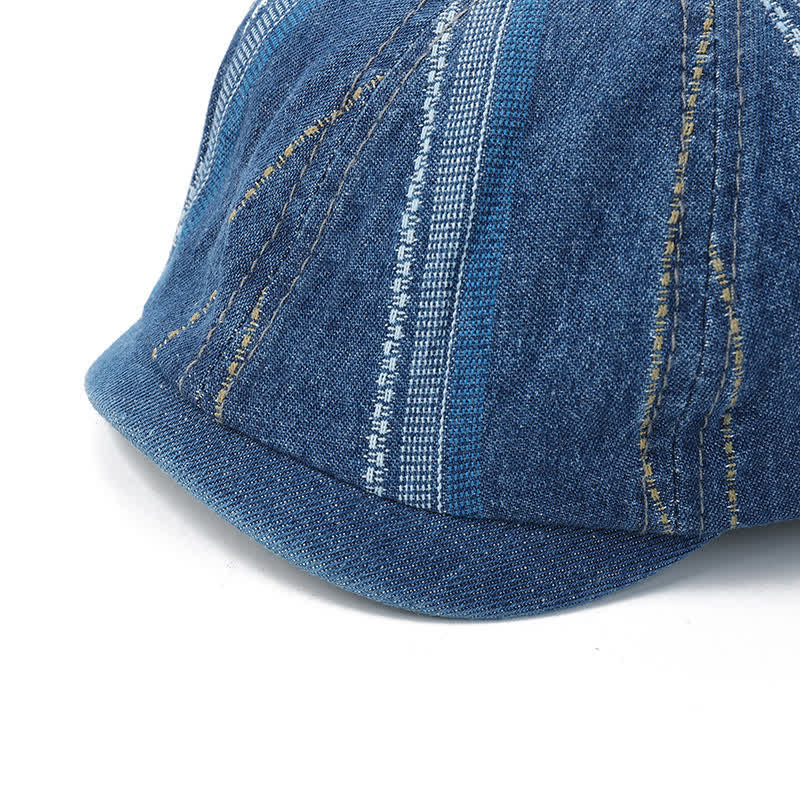 Achteckige Baskenmütze aus Denim mit gestreifter Ballonmütze - image 7