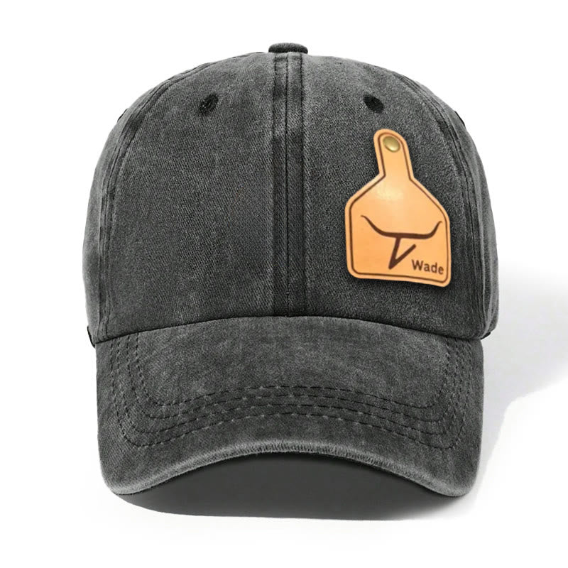 Vintage Personalisierbare Baskenmütze aus Leder mit laserbarem Logo - image 0