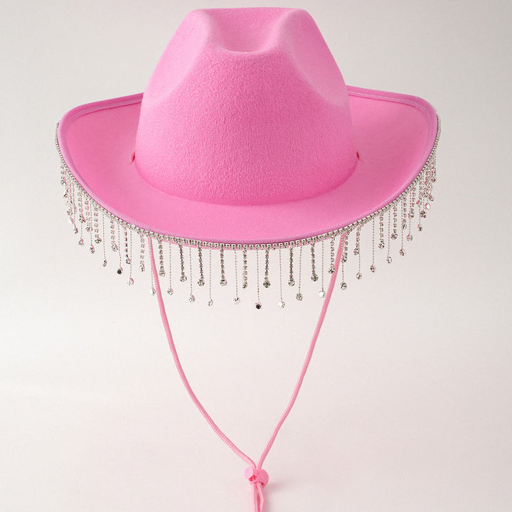 Mode Quaste Perle DIY Digital Brief Aufkleber Cowboy Hut - Rosa - M(22"-22 7/8") - image 5
