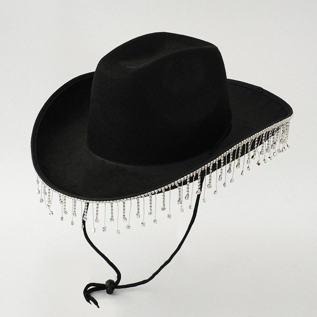 Mode Quaste Perle DIY Digital Brief Aufkleber Cowboy Hut - Schwarz - M(22"-22 7/8") - image 4