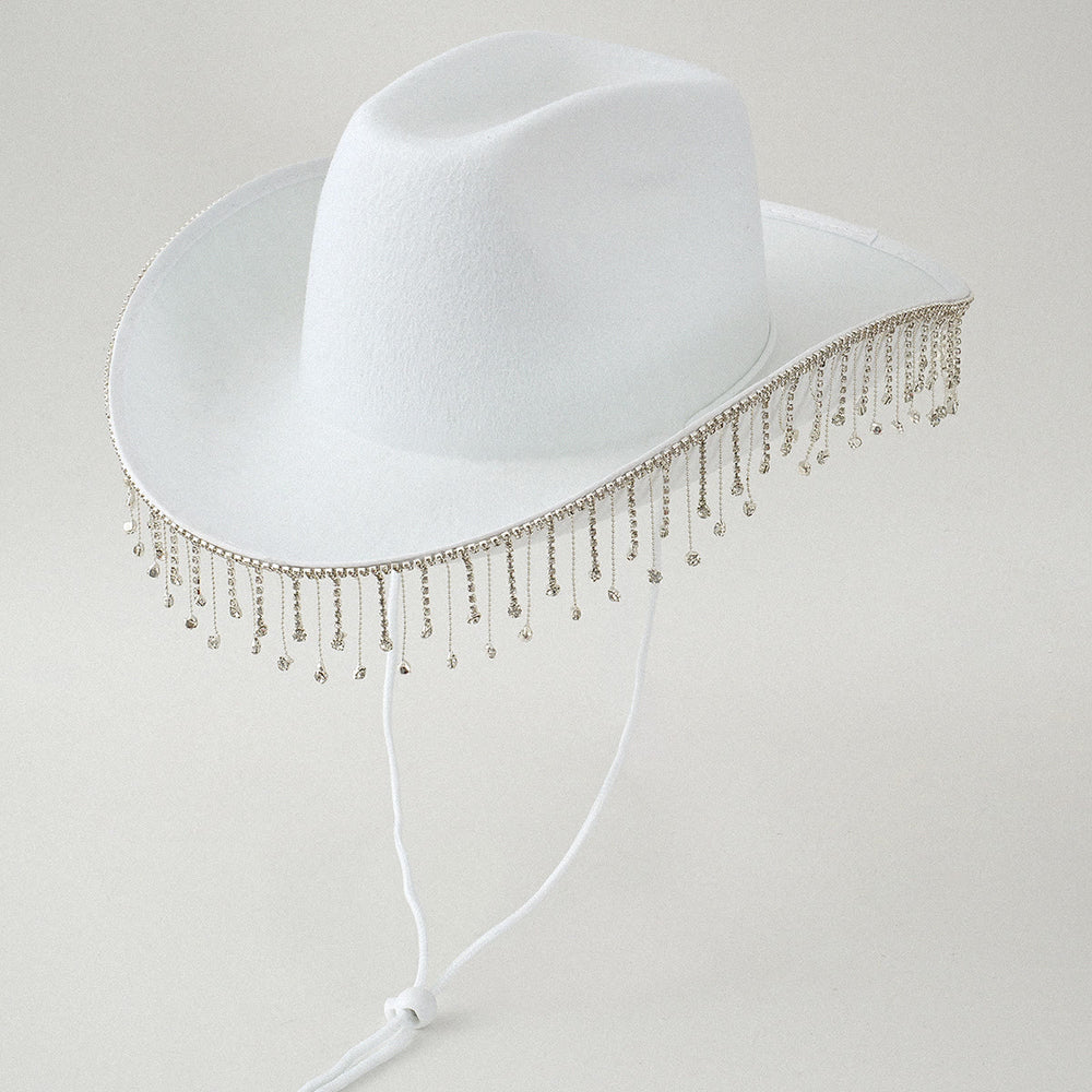 Mode Quaste Perle DIY Digital Brief Aufkleber Cowboy Hut - Weiß - M(22"-22 7/8") - image 1