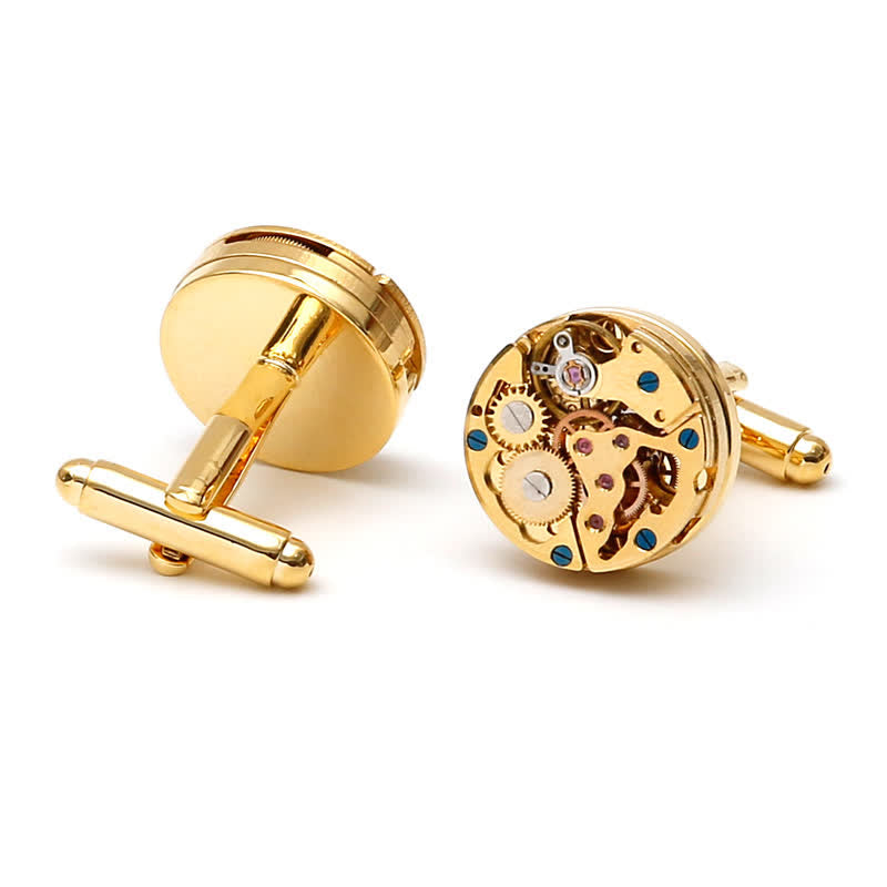 Exquisite goldene mechanische Steampunk-Zahnrad-Manschettenknöpfe - Gold - image 0