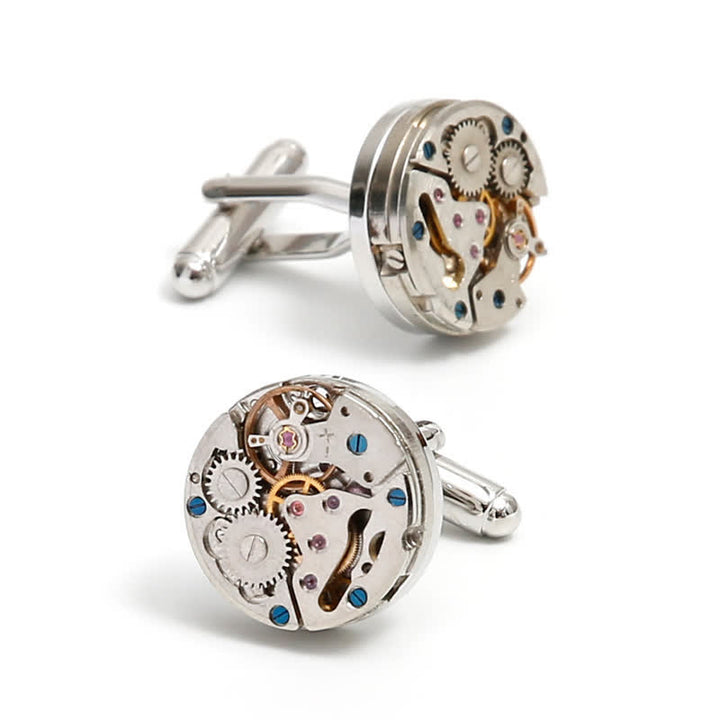 Exquisite silberne Manschettenknöpfe mit mechanischen Steampunk-Zahnrädern - image 5
