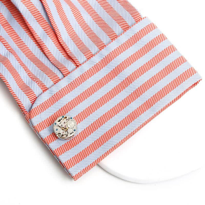 Exquisite silberne Manschettenknöpfe mit mechanischen Steampunk-Zahnrädern - image 4