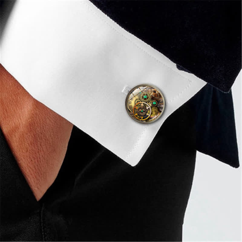 Manschettenknöpfe im Steampunk-Stil mit Zahnrädern im Vintage-Stil - image 1
