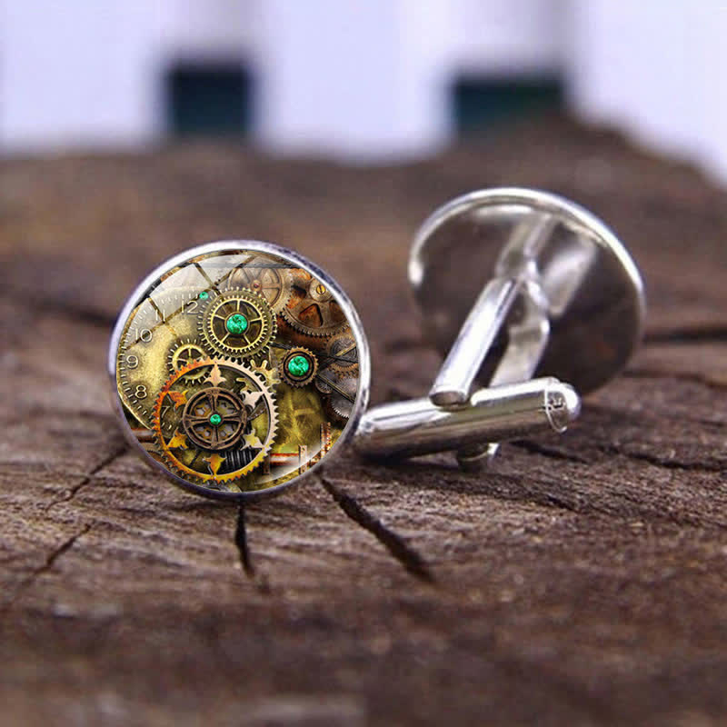 Manschettenknöpfe im Steampunk-Stil mit Zahnrädern im Vintage-Stil - Stil Nr. 1 - image 0