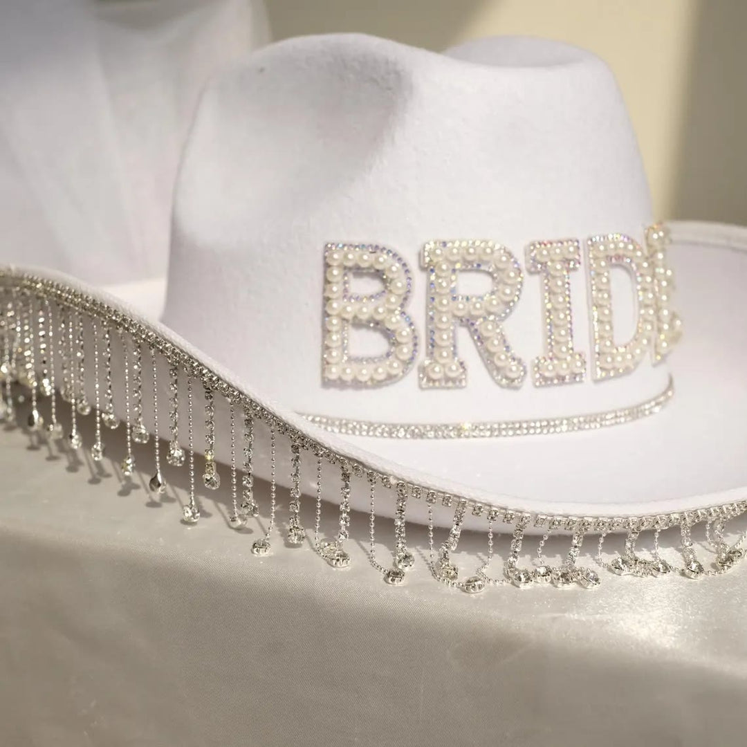 Exquisiter Cowboyhut BRIDE mit Perleneinlage und Quaste - image 0