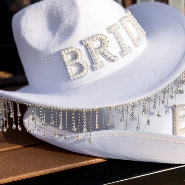 Exquisiter Cowboyhut BRIDE mit Perleneinlage und Quaste - image 6