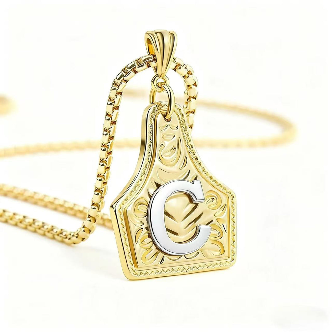 Exquisite Halskette mit geprägtem Buchstabenanhänger in Gold und Silber - Golden - C - image 6