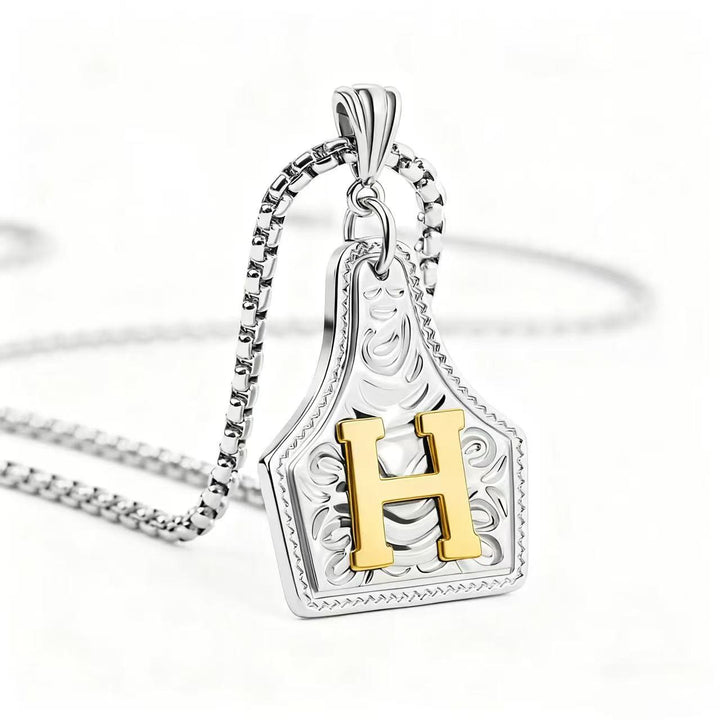 Exquisite Halskette mit geprägtem Buchstabenanhänger in Gold und Silber - Silber - H - image 37