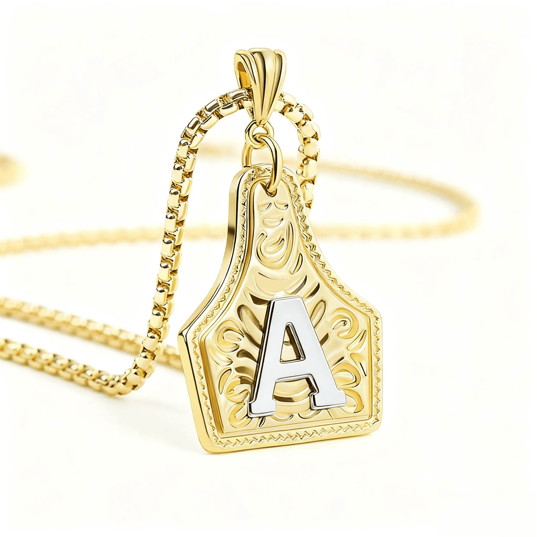 Exquisite Halskette mit geprägtem Buchstabenanhänger in Gold und Silber - Golden - A - image 0
