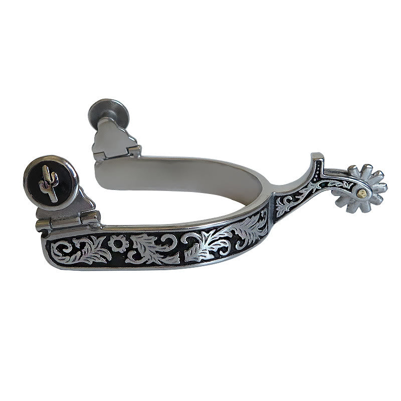 Silbernes schwarzes Muster Western Cowboy Sporen mit Ausrüstung - Silber und Schwarz - image 0