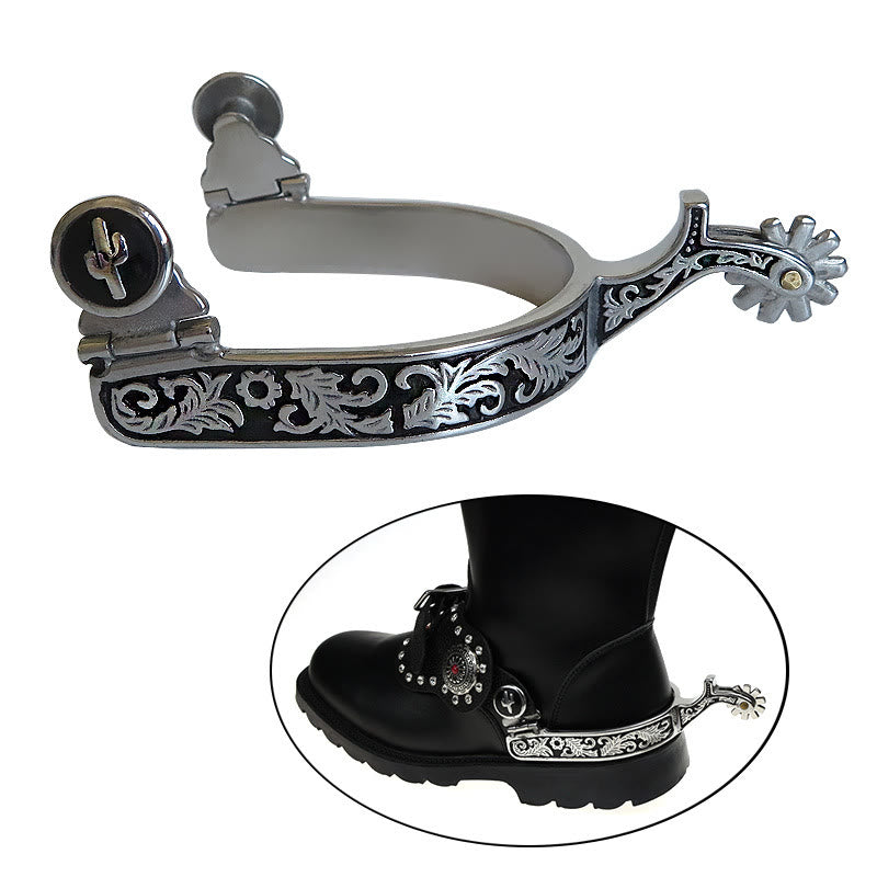 Silbernes schwarzes Muster Western Cowboy Sporen mit Ausrüstung - image 1