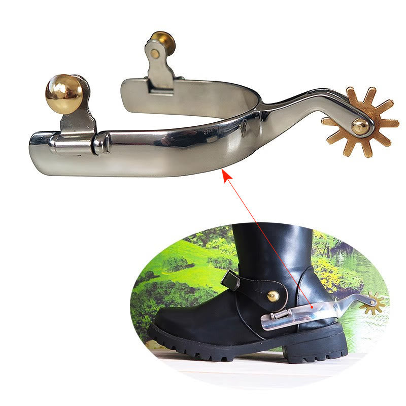 Cowboy-Sporen aus Edelstahl mit Kupferzahnrad und Messingschnallen - image 1