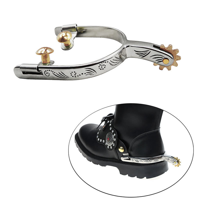 Schnitzmuster Cowboy-Sporen mit Ausrüstung und Messingschnallen - image 1