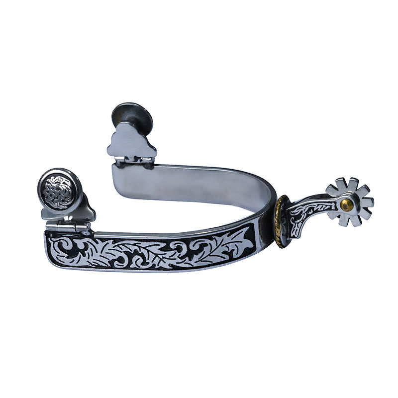 Silbernes schwarzes Muster & Schnalle Cowboy Sporen mit Ausrüstung - Silber und Schwarz - image 0