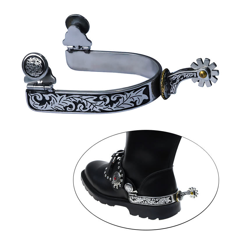 Silbernes schwarzes Muster & Schnalle Cowboy Sporen mit Ausrüstung - image 1