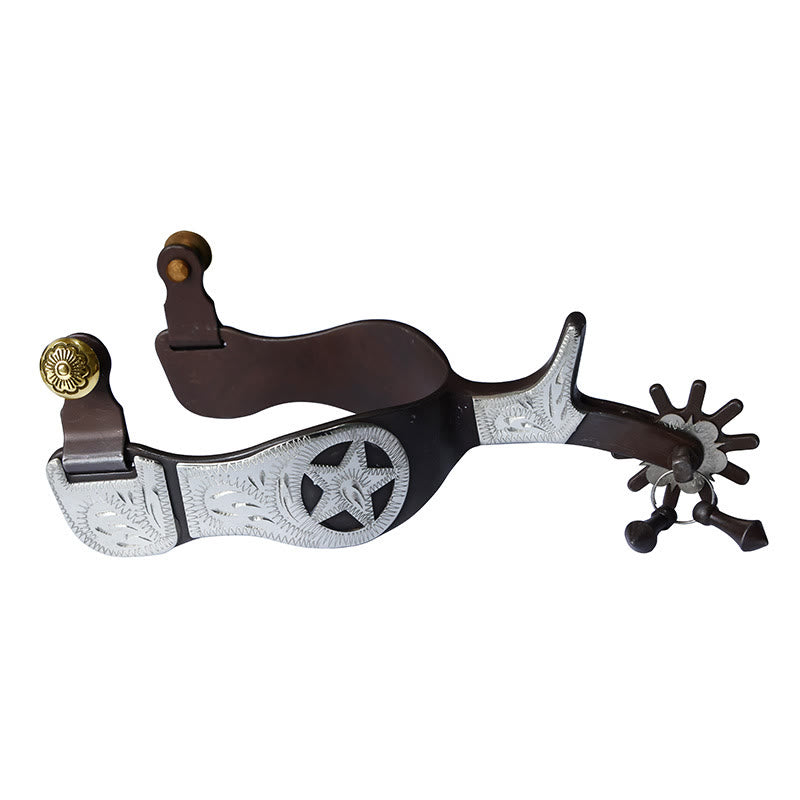 Silberne geschnitzte Cowboy-Sporen mit fünfzackigem Stern und Anhänger - Silber - image 0