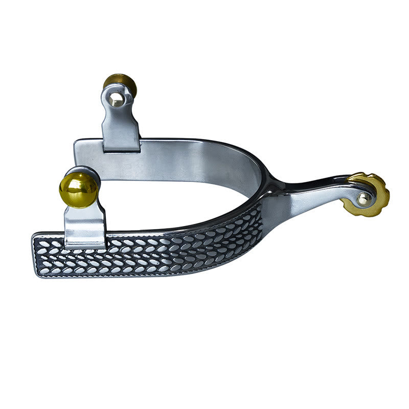 Exquisite geschnitzte Schuppen-Cowboy-Sporen mit Messingbesatz und Schnallen - Metallisch - image 0