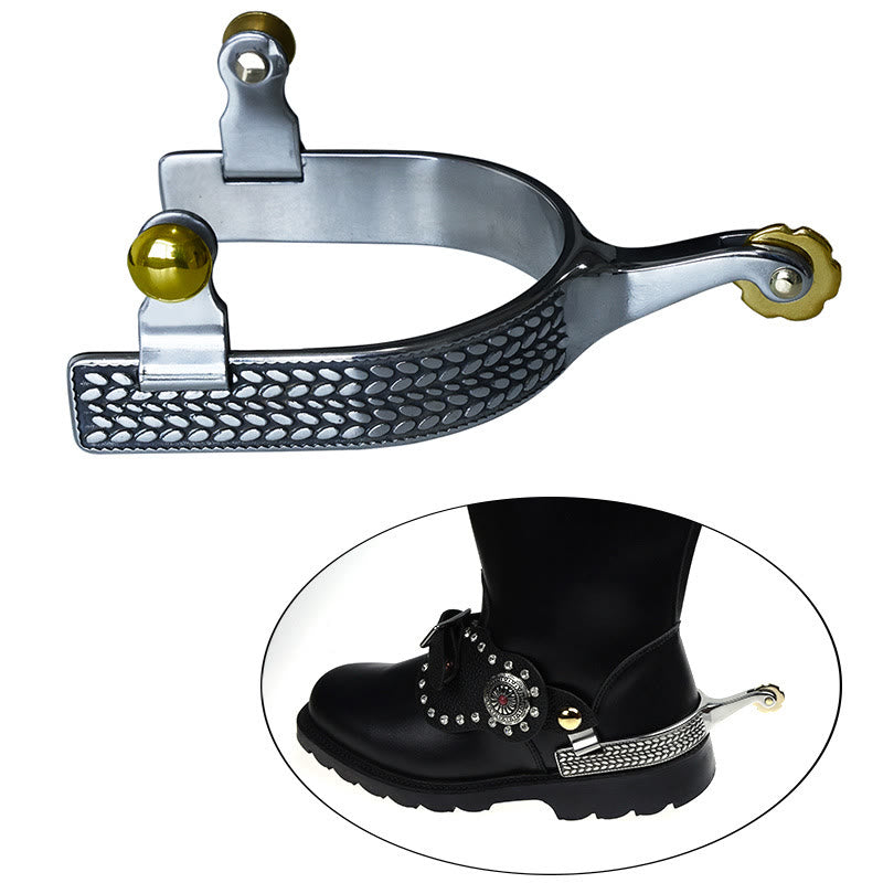 Exquisite geschnitzte Schuppen-Cowboy-Sporen mit Messingbesatz und Schnallen - image 1