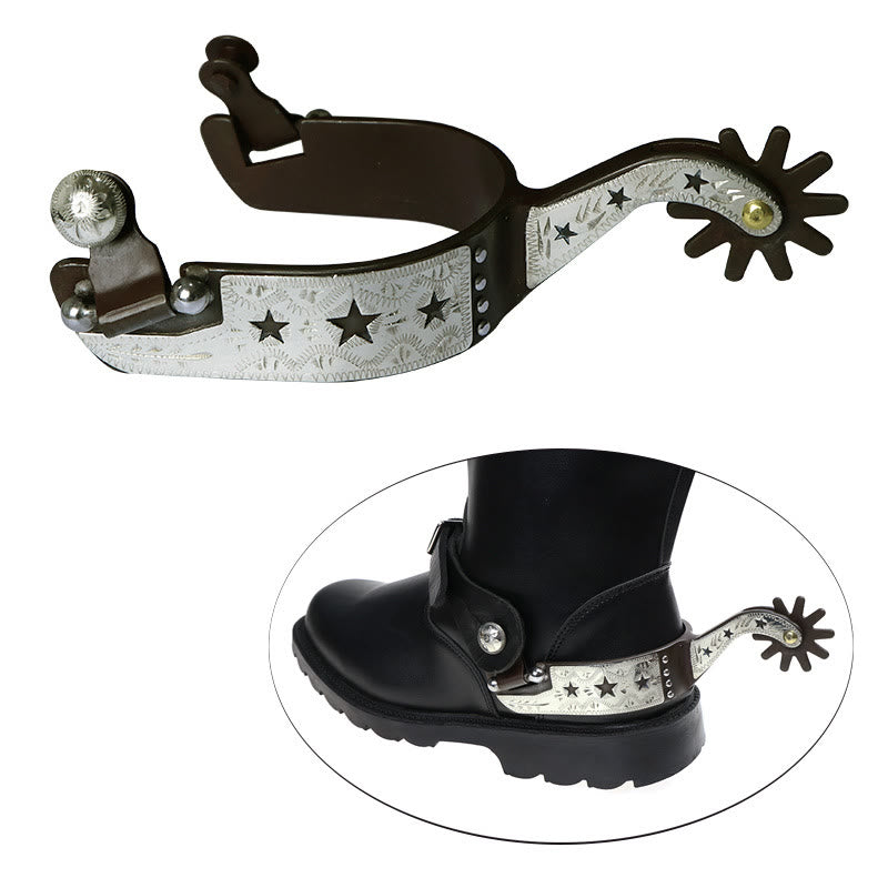 Weiße Kupferschnallen und Sterne Cowboy Sporen mit Ausrüstung - image 1