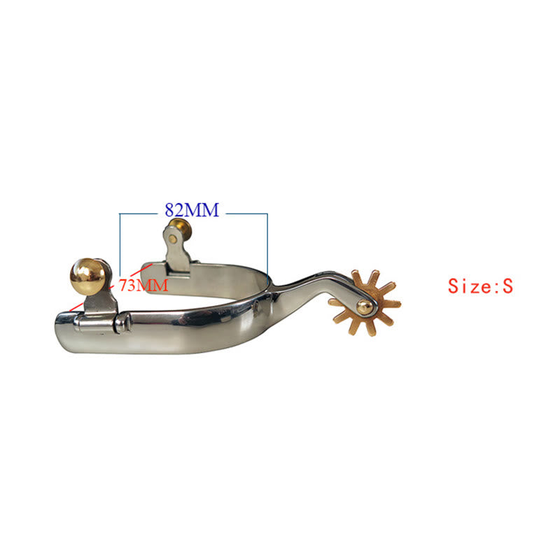 Cowboy-Sporen aus Edelstahl mit Kupferzahnrad und Messingschnallen - Metallisch - S - image 2