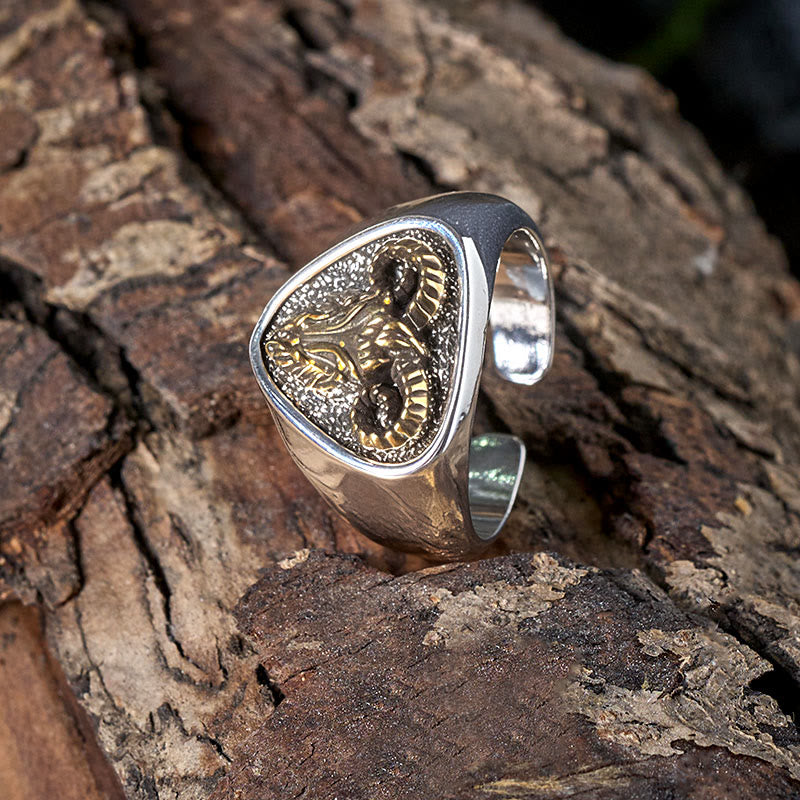 Vintage Western Stil geschnitzter Widderkopf Ring - image 4