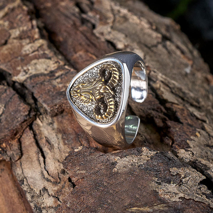 Vintage Western Stil geschnitzter Widderkopf Ring - image 4