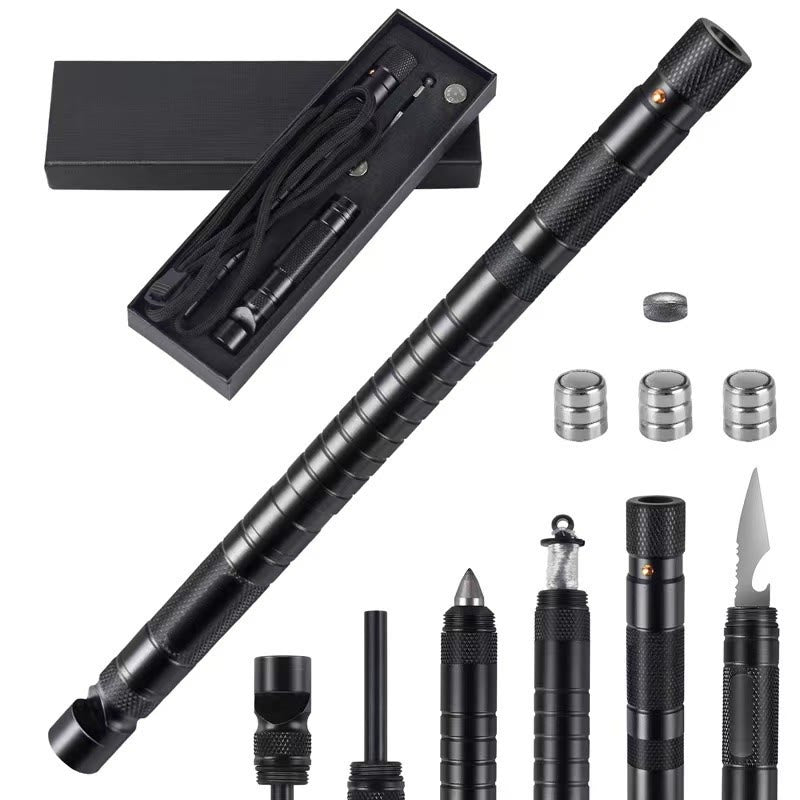 Multifunktionale Beleuchtung Fensterbrecher Pfeife Survival Tactical Pen - Schwarz - image 0
