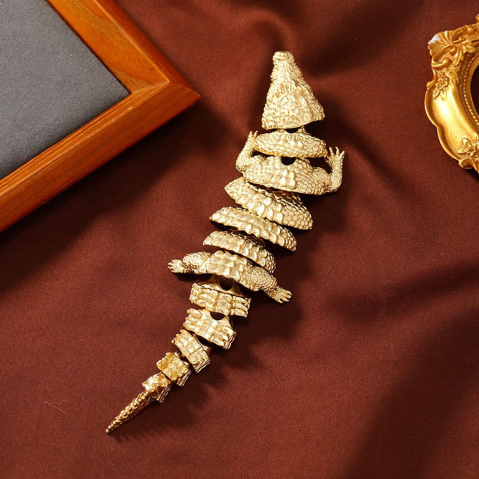 Bewegliche goldene Krokodil-Brosche mit Gelenk, Anzug-Accessoire - image 1
