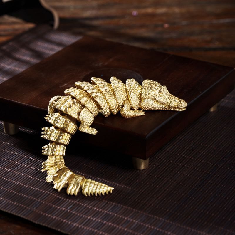 Bewegliche goldene Krokodil-Brosche mit Gelenk, Anzug-Accessoire - Golden - image 0