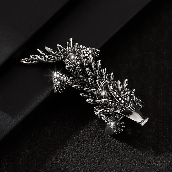 Bewegliche Brosche mit eingelegtem Strass und Krokodil-Motiv - image 1